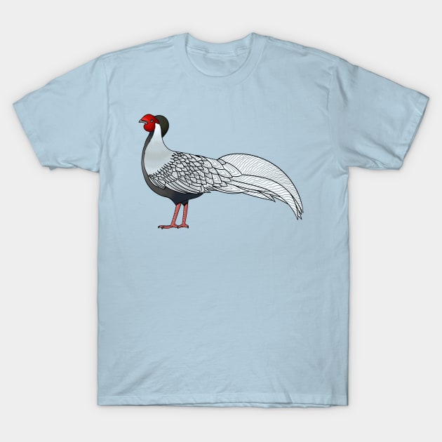 Silver pheasant bird cartoon illustration T-Shirt by Cartoons of fun